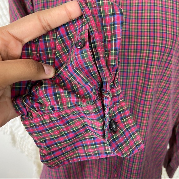 J. Crew cotton plaid red button down top medium - Picture 3 of 6